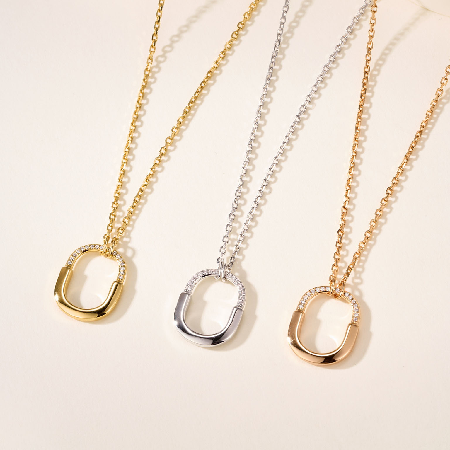 Tiffany Lock Collection Diamond Necklace (Small Size). - SUPER-MIRROR