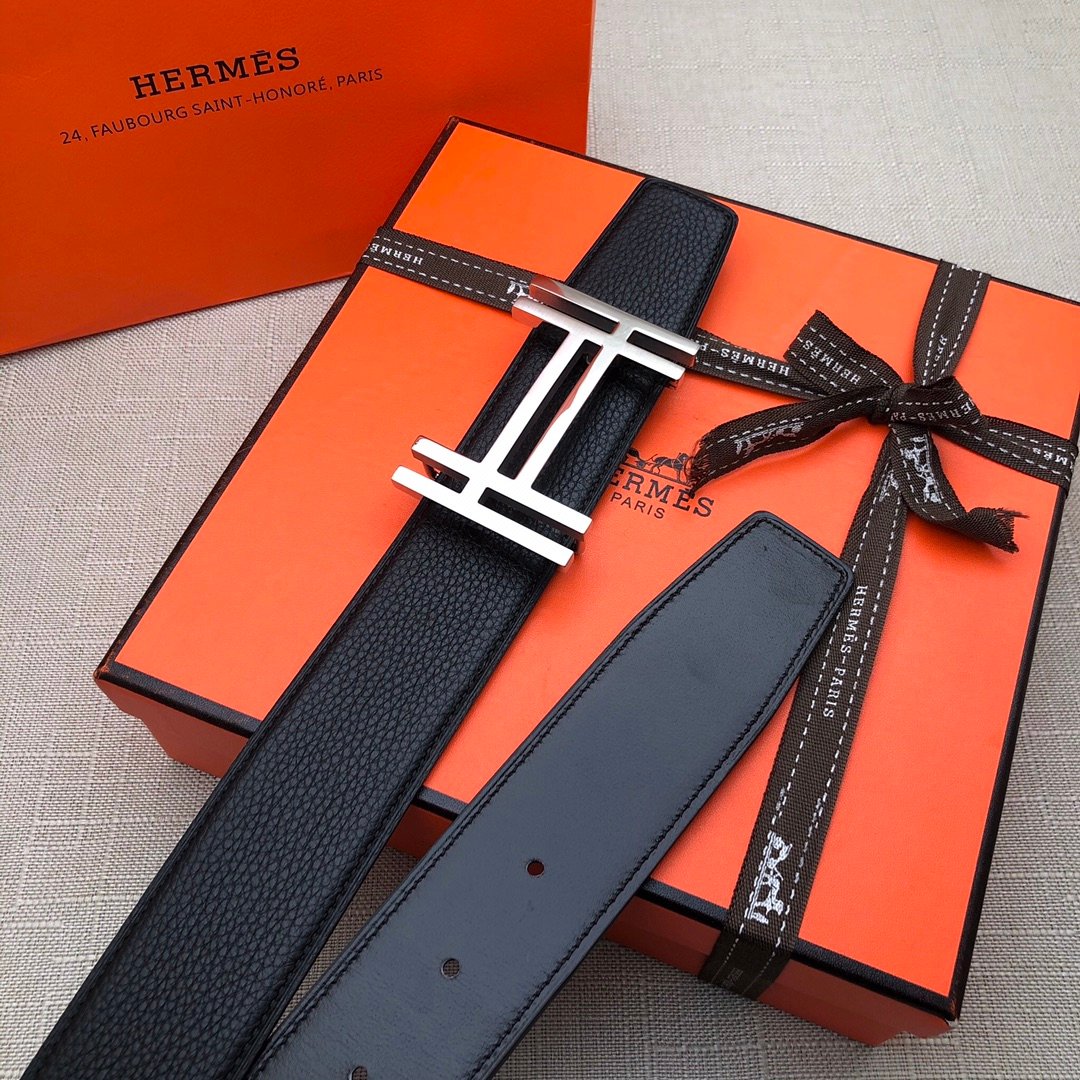 Hermes H Belt Buckle Reversible Black For Women, Women Belt #15
