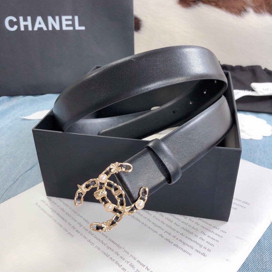 Chanel Belt With Double C Buckle Black Gold Toned Hardware Women Belt - Image 2