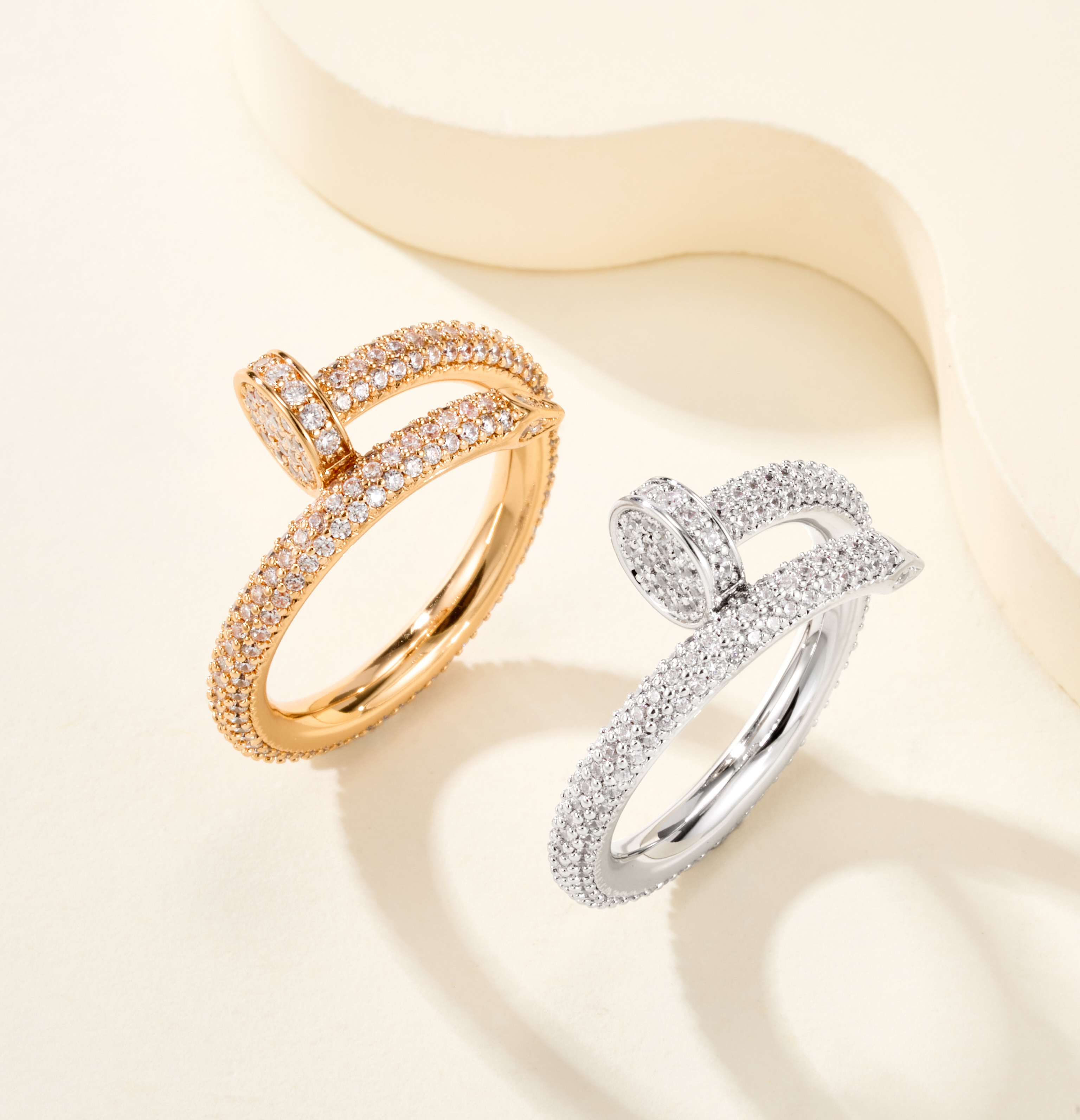 Cartier Juste un Clou Full Diamond Rose Gold Rings - SUPER-MIRROR