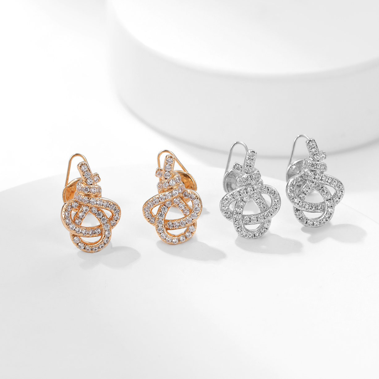 Tiffany Woven Collection Key Full Diamond Earrings. - SUPER-MIRROR