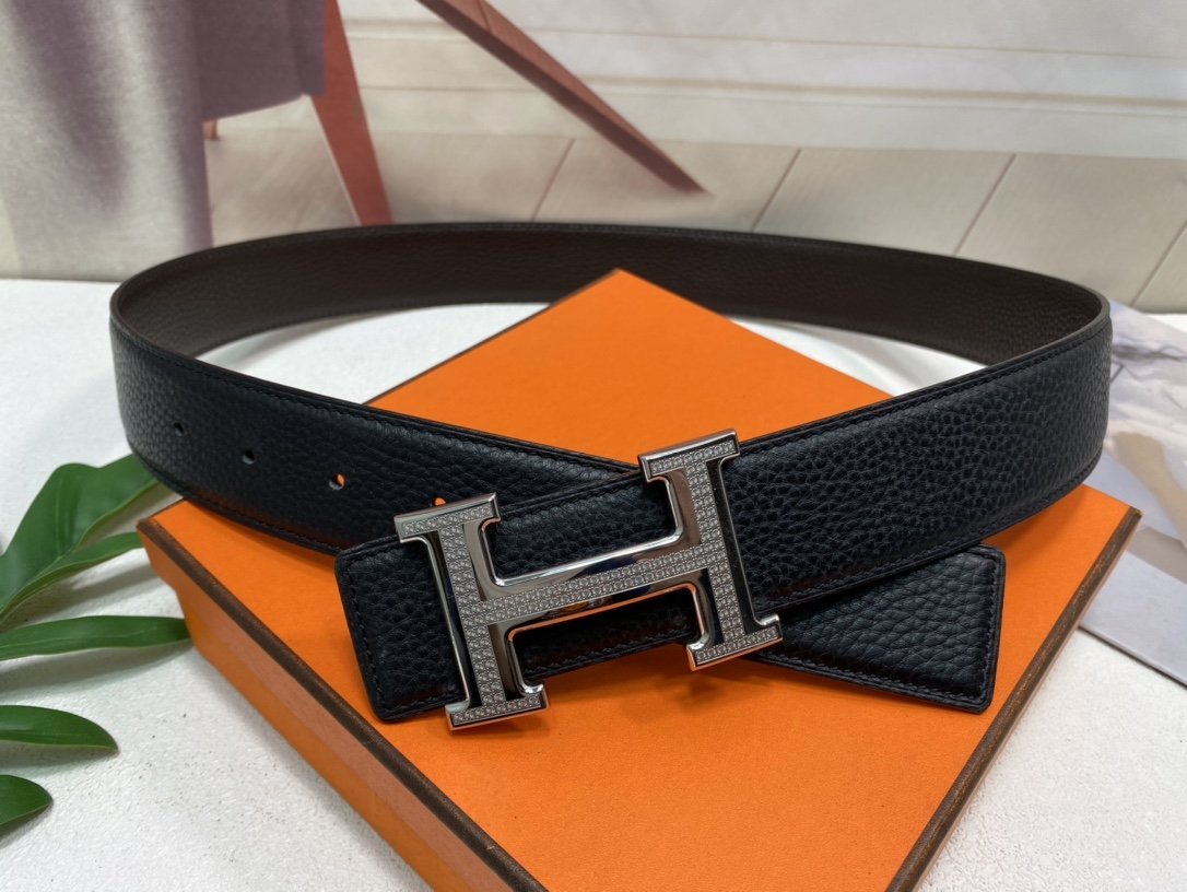 Hermes H Striee Belt Buckle Reversible Black For Women, Women Belt