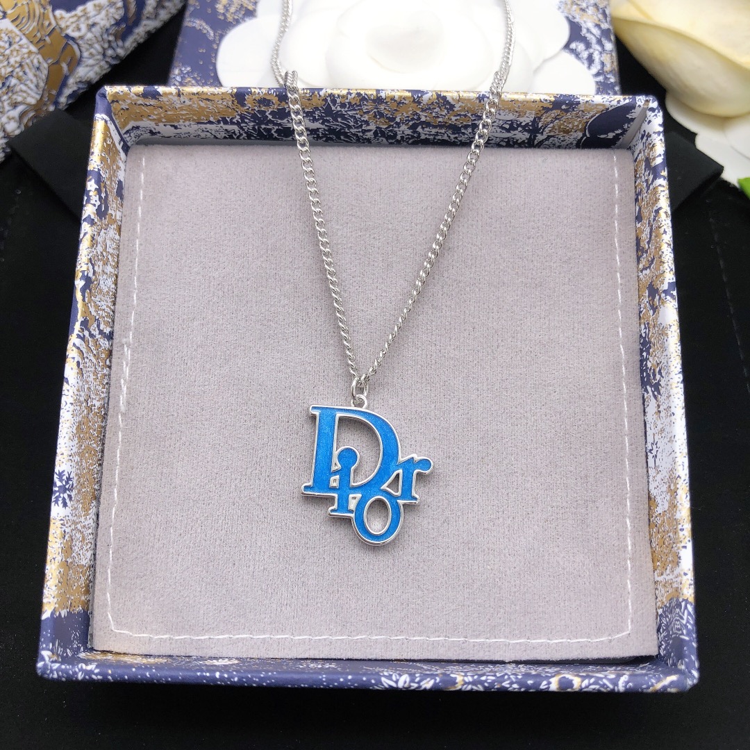 Dior Jewelry Necklace DIOR letter blue drops of oil - PONI