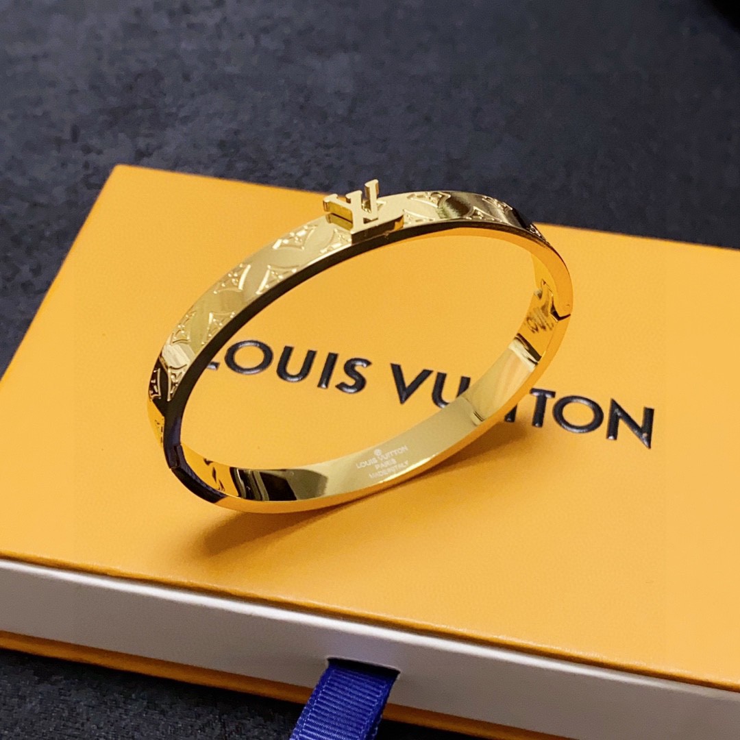 Louis Vuitton Jewelry Bangle LV letter Logo gold bracelet - PONI - Image 3