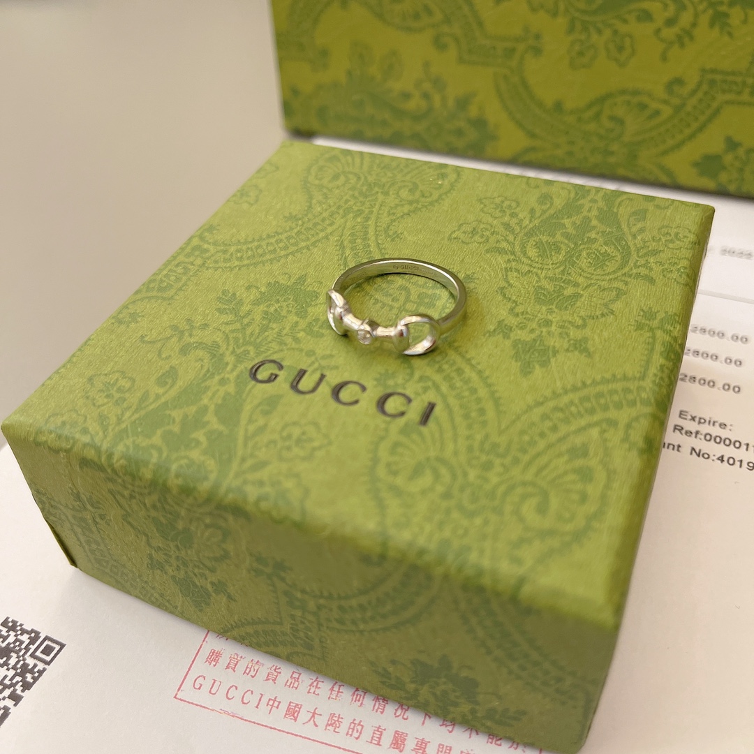 Gucci Jewelry Rings Golden Horse Diamond Ring Half Horse Buckle