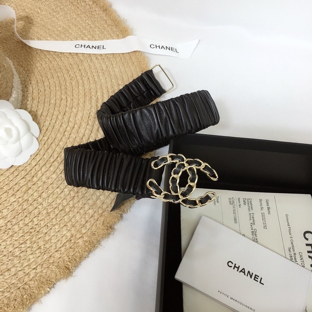 Chanel Belt With Double C Buckle Black Gold-Tone Metal and Strass Women Belt - Image 5