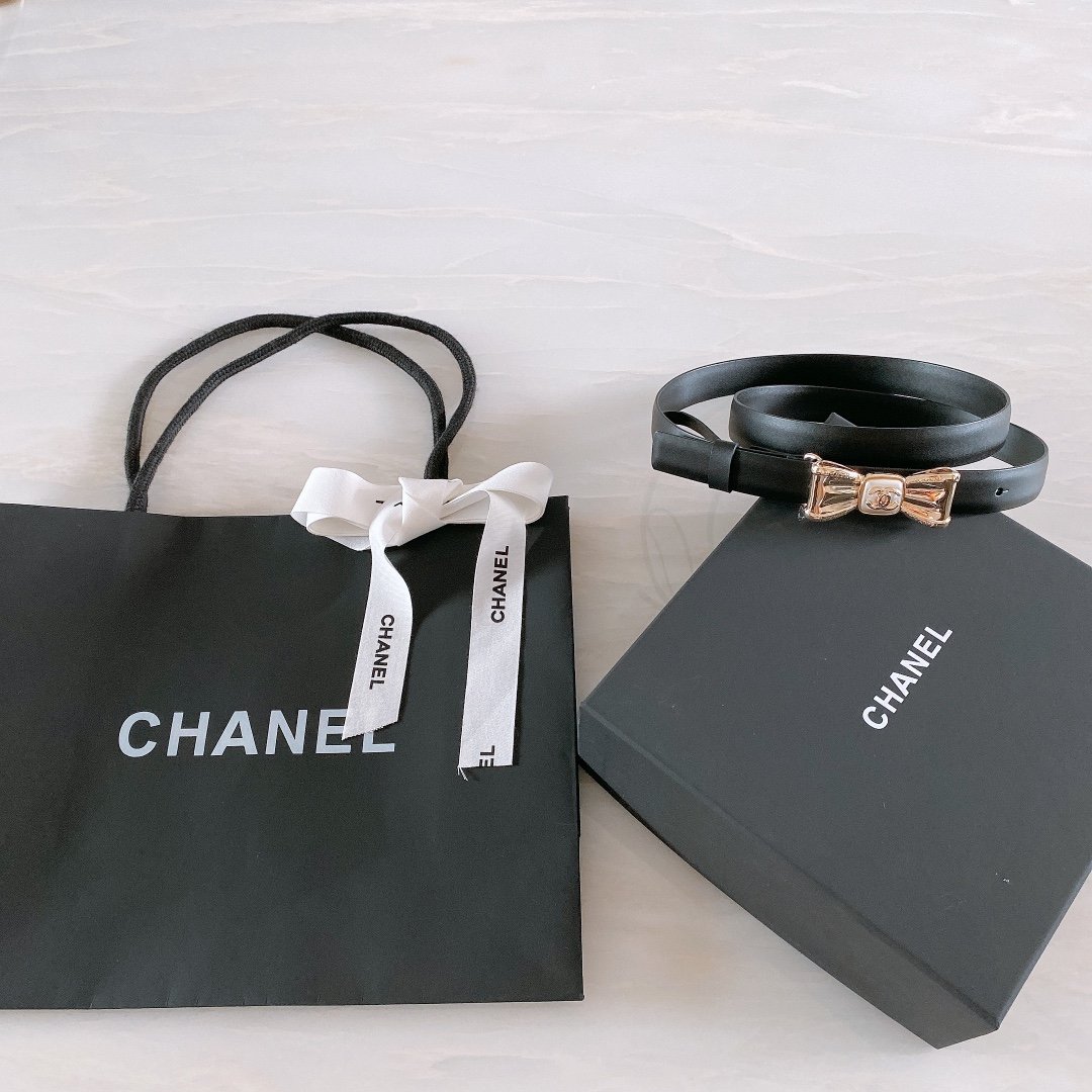Chanel Belt With Ribbon Buckle Black Women Belt #2 - Image 5