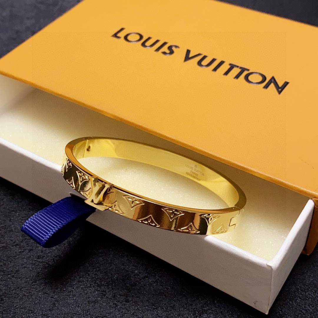 Louis Vuitton Jewelry Bangle LV letter Logo gold bracelet - PONI - Image 6
