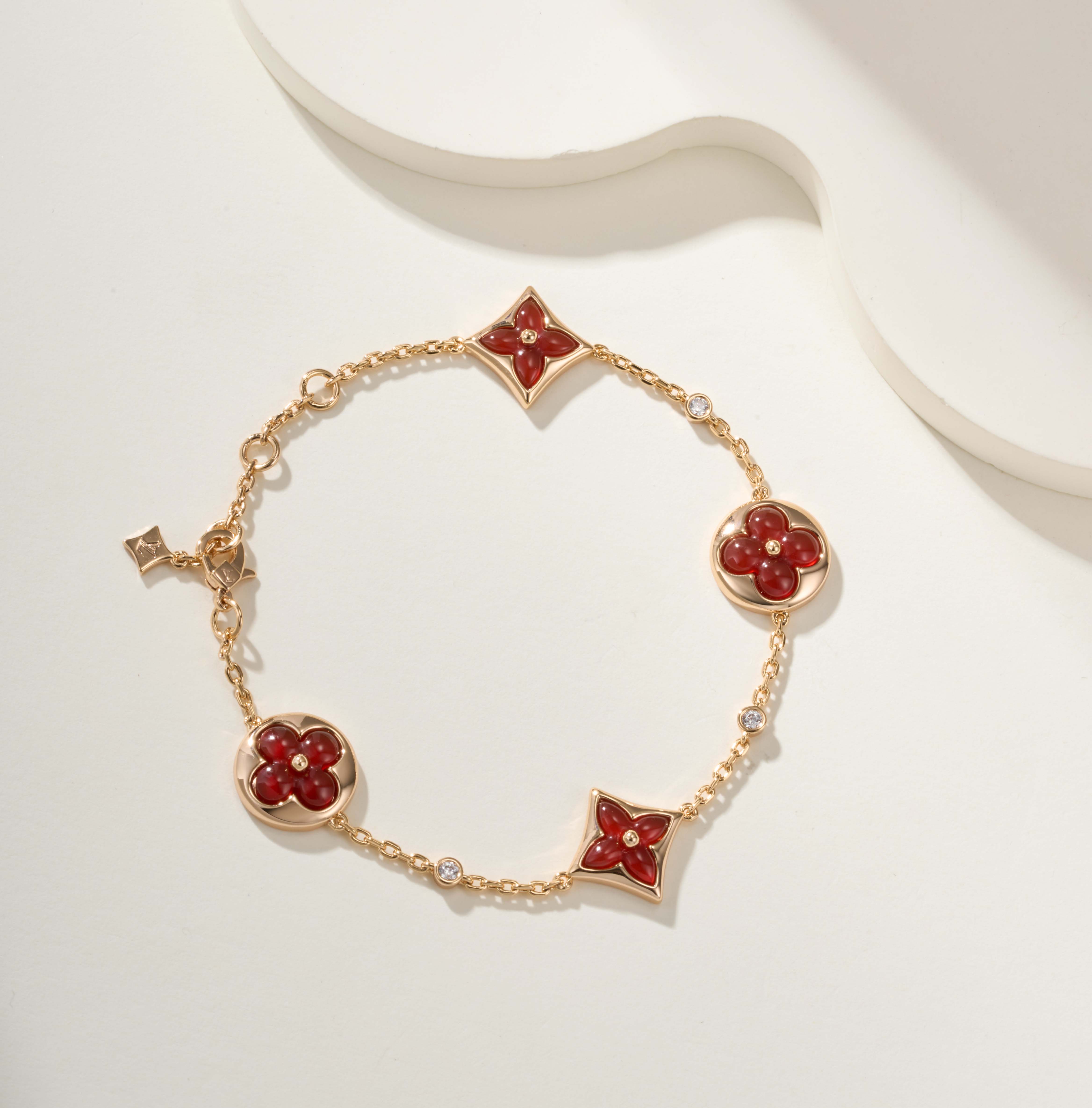Louis Vuitton Gold Color Red Agate Bracelet - SUPER-MIRROR