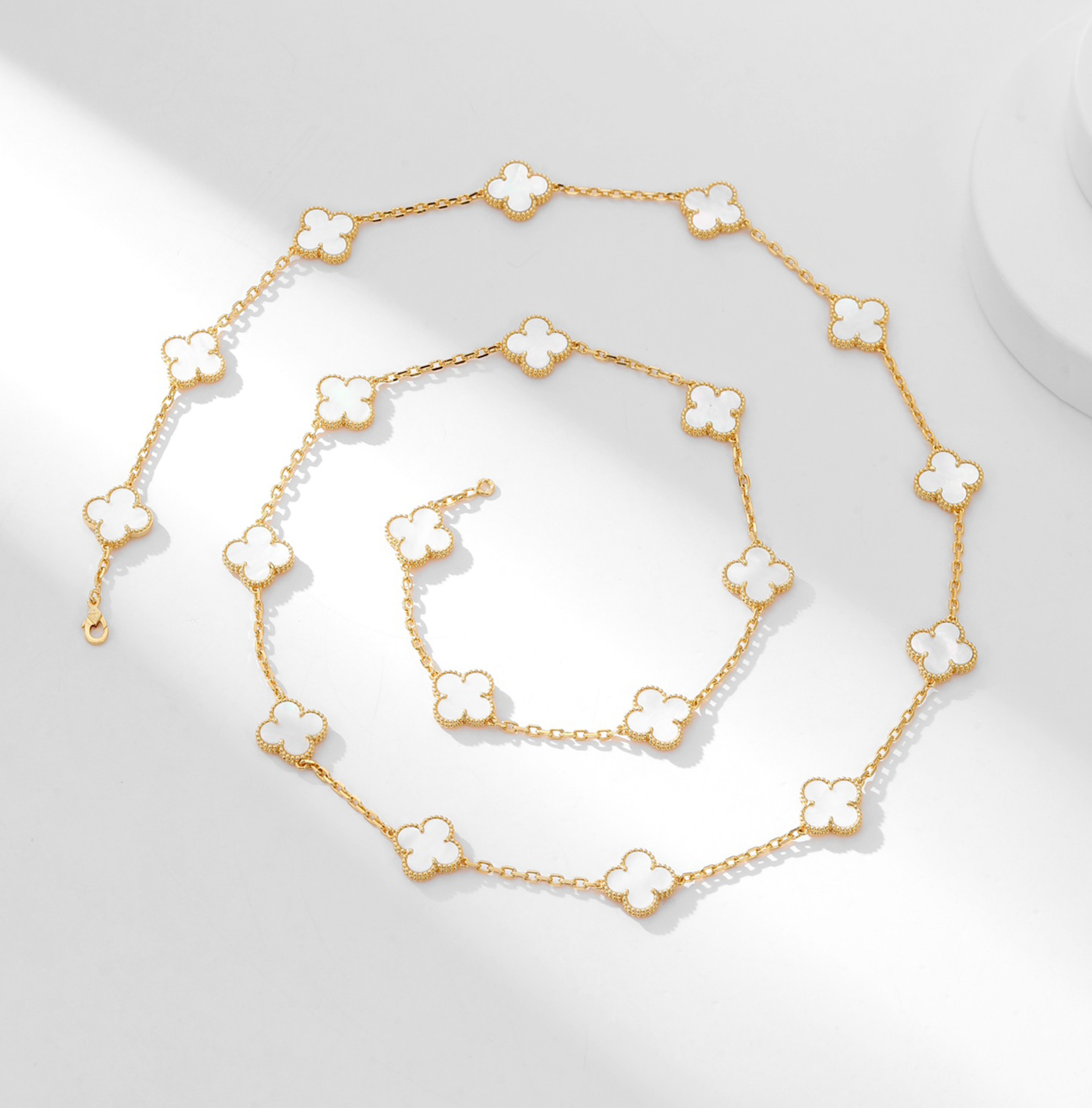 Van Cleef & Arpels Twenty White Mother-of-Pearl Gold Necklace - SUPER-MIRROR