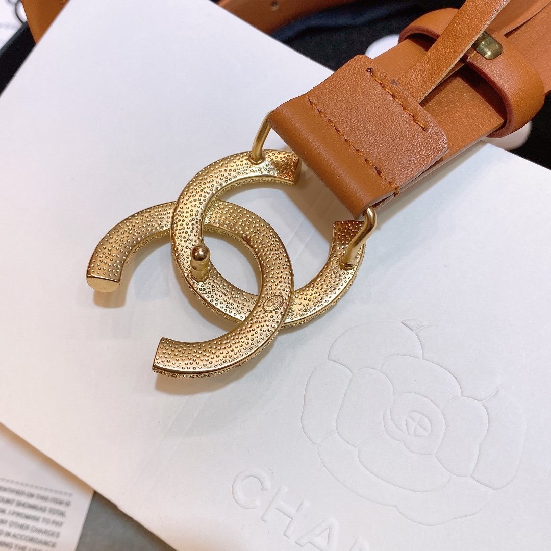 Chanel Brown Belt With Double C Buckle Gold-Toned and Strass Metal Women Belt - Image 5
