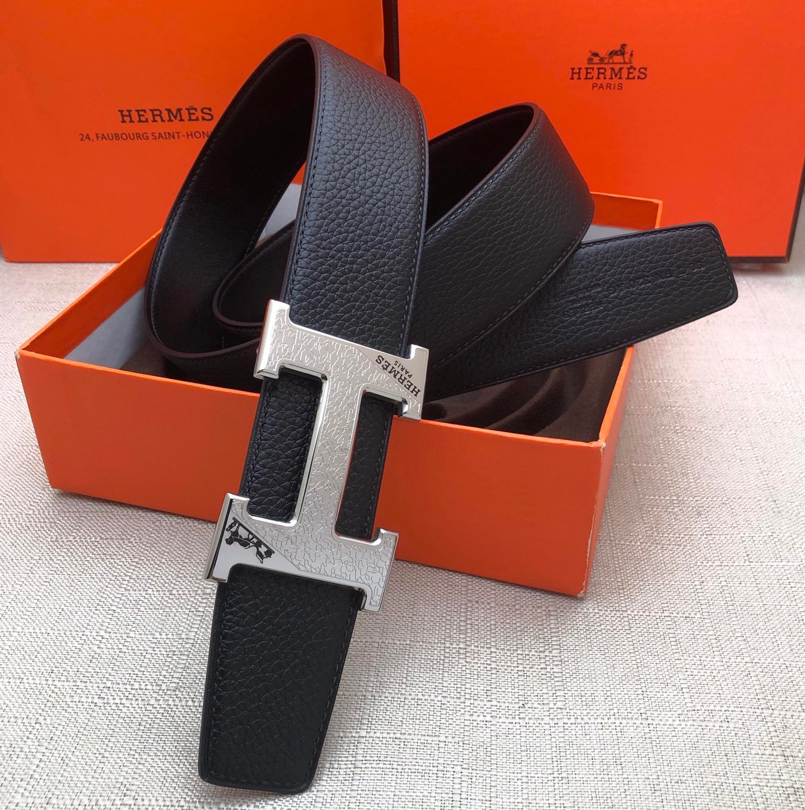 Hermes H Belt Buckle Reversible Black For Women, Women Belt #8 - Image 3
