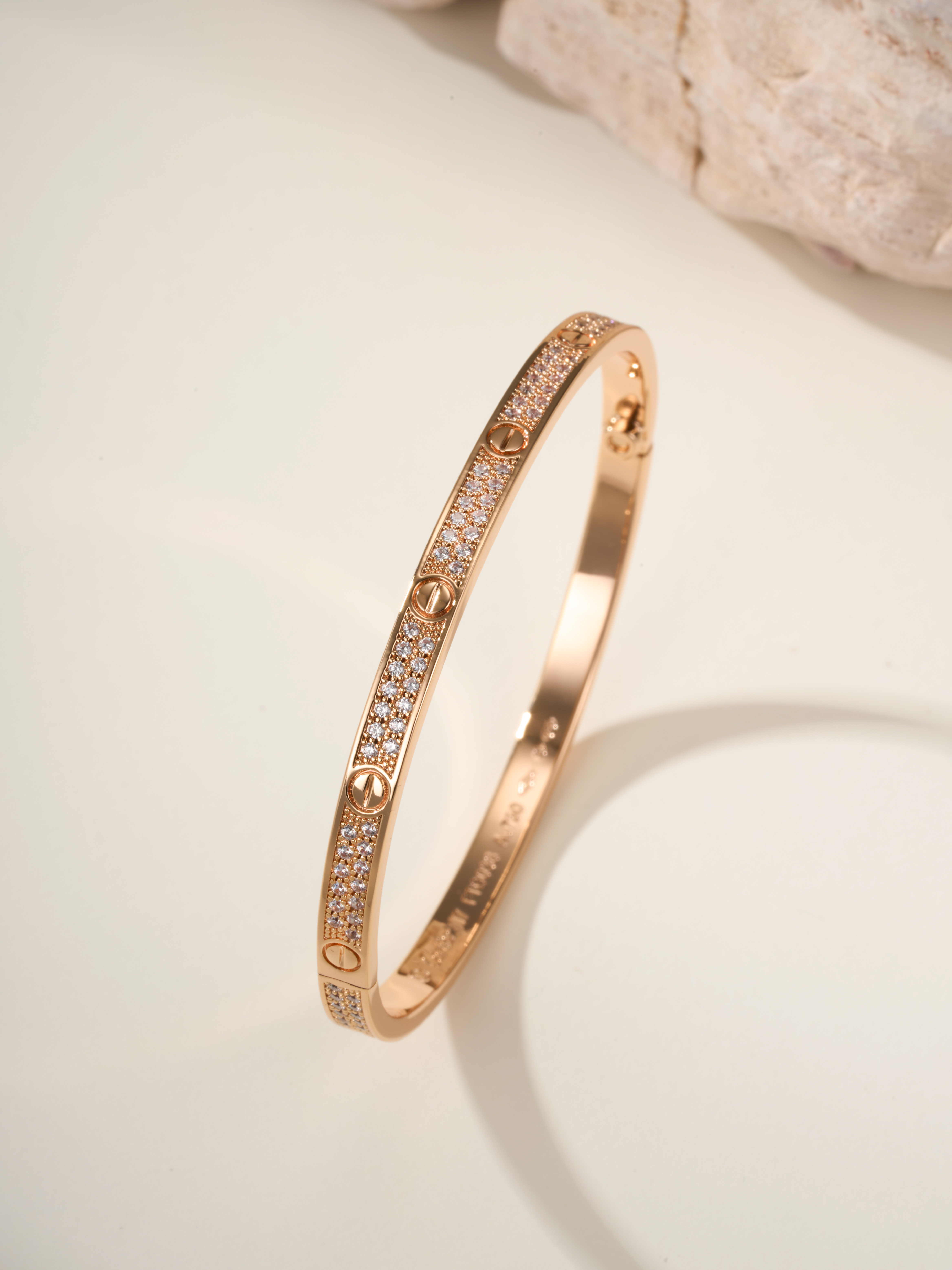 Cartier Classic Narrow Full Star Love Bangle with Pavé Diamonds