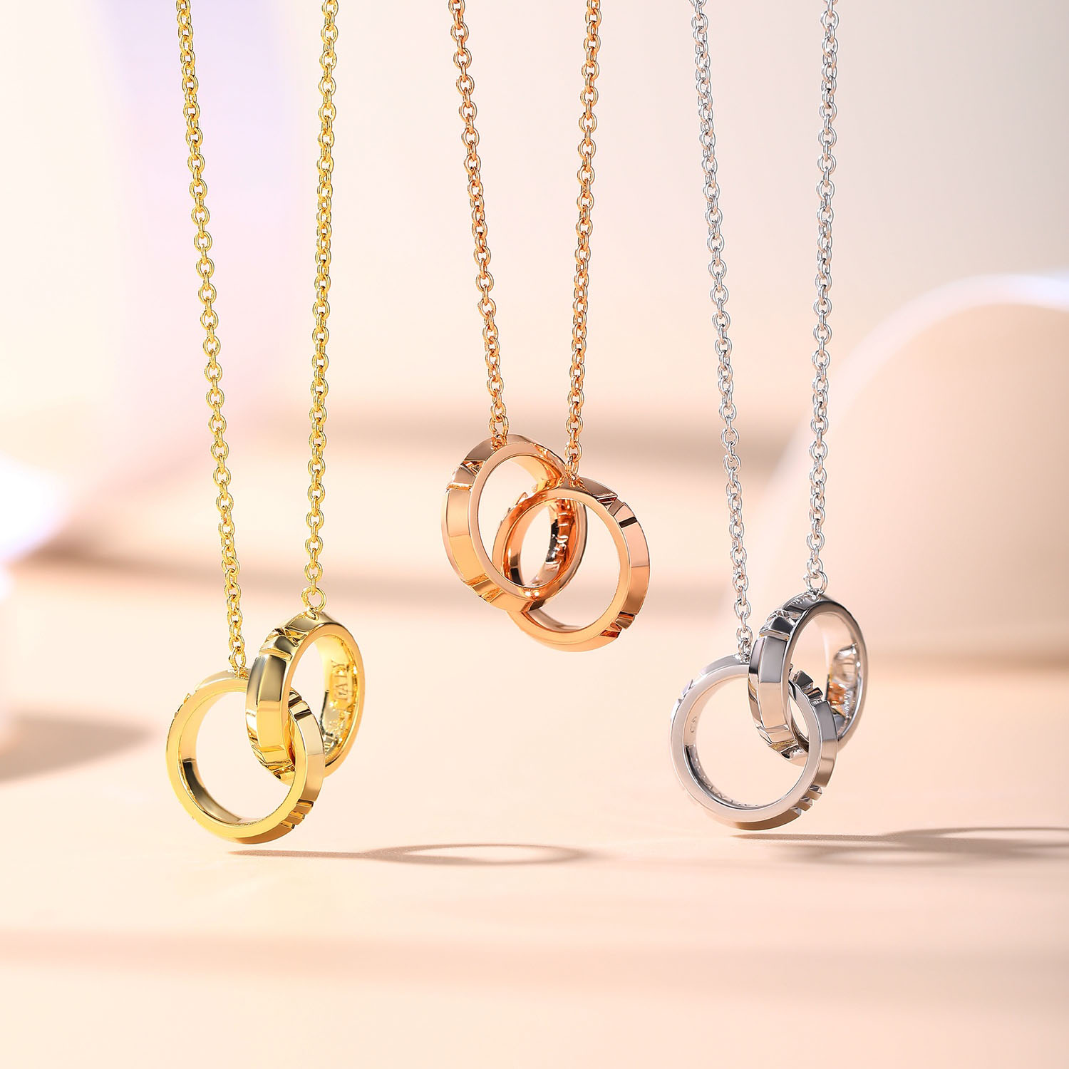 Tiffany Double Ring Diamondless Necklace. - SUPER-MIRROR