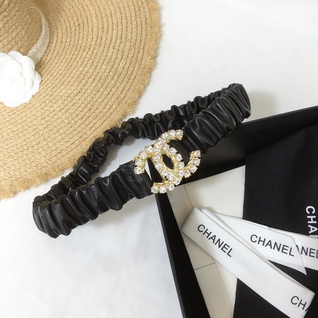 Chanel Belt With Double C Buckle Black With Gold-Toned Metal and Strass Hardware Women Belt - Image 3