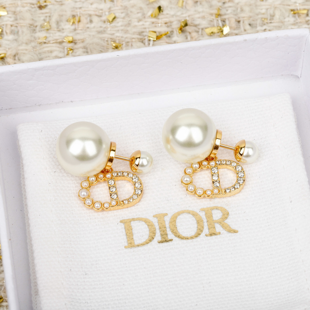 Dior Large & Small Pearl CD Stud Earrings. - PONI