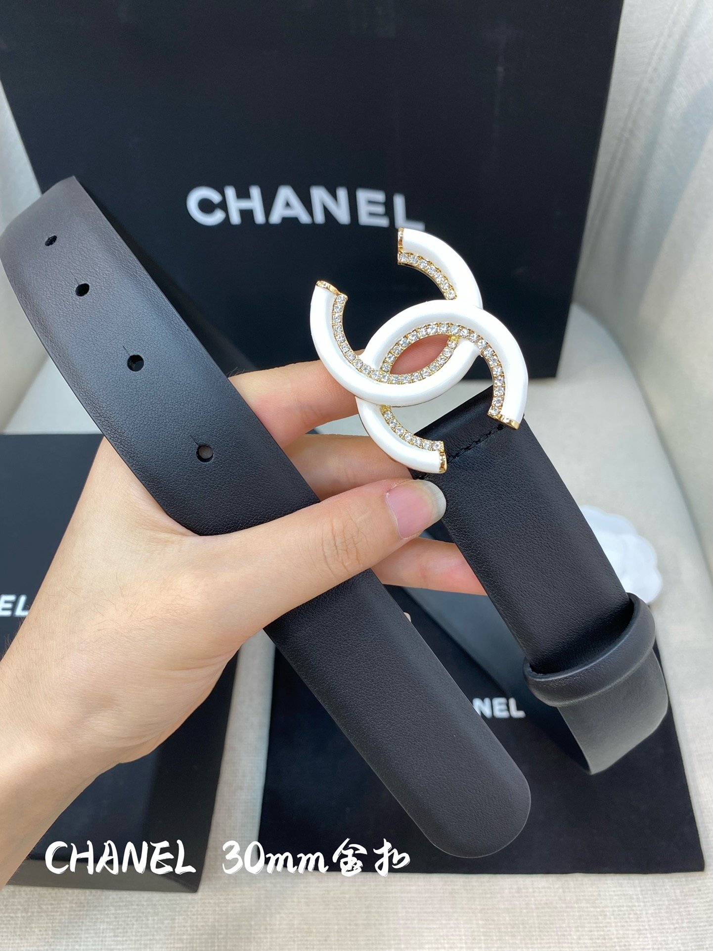 Chanel Belt With Double C Buckle Black Women Belt #2 - Image 5