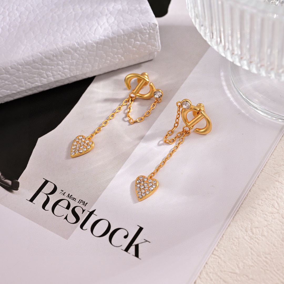 Dior Jewelry Earring Full Diamond Hearts - PONI - Image 4