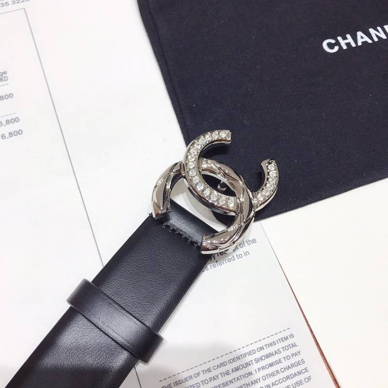 Chanel Black Belt With Double C Buckle Silver-Toned Metal Women Belt - Image 4