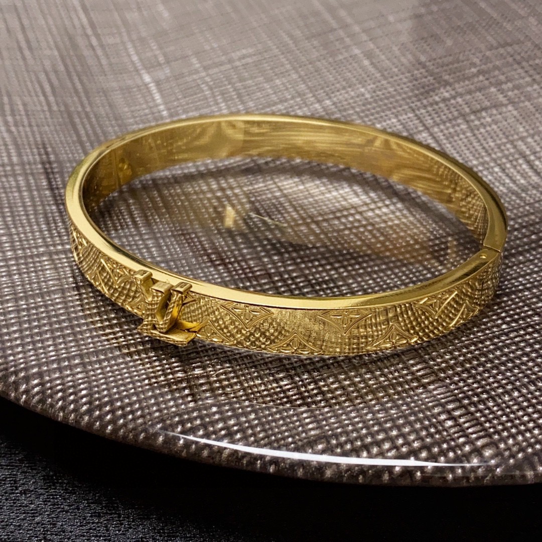 Louis Vuitton Jewelry Bangle LV letter Logo gold bracelet - SUPER-MIRROR