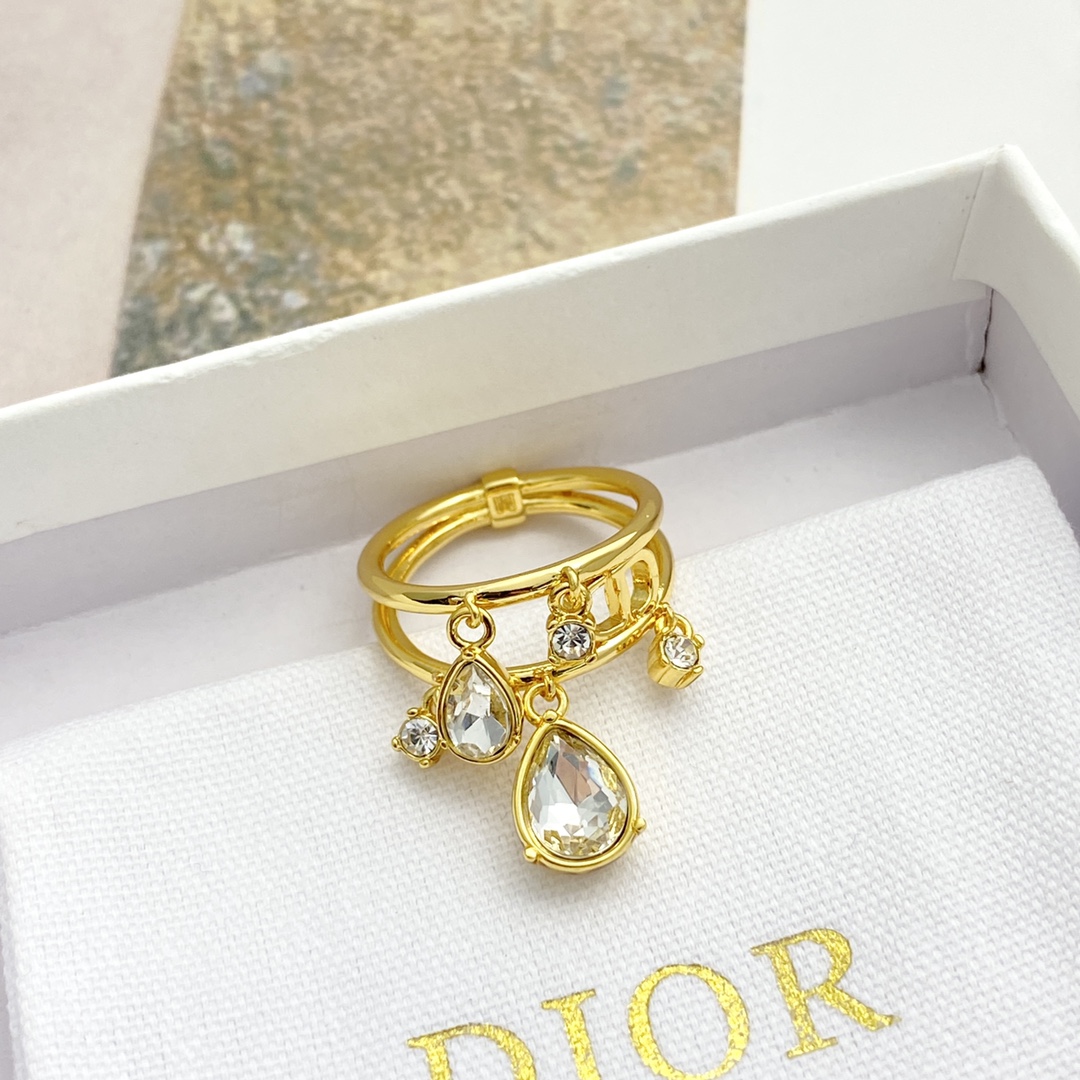 Dior Jewelry Rings CD water drop diamond hollow double ring - PONI - Image 7