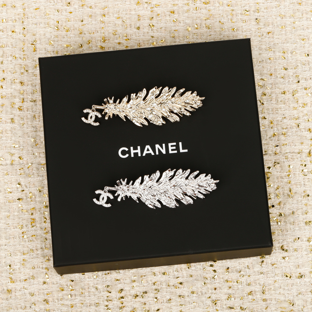 Chanel Feather-Drop Double C Brooches