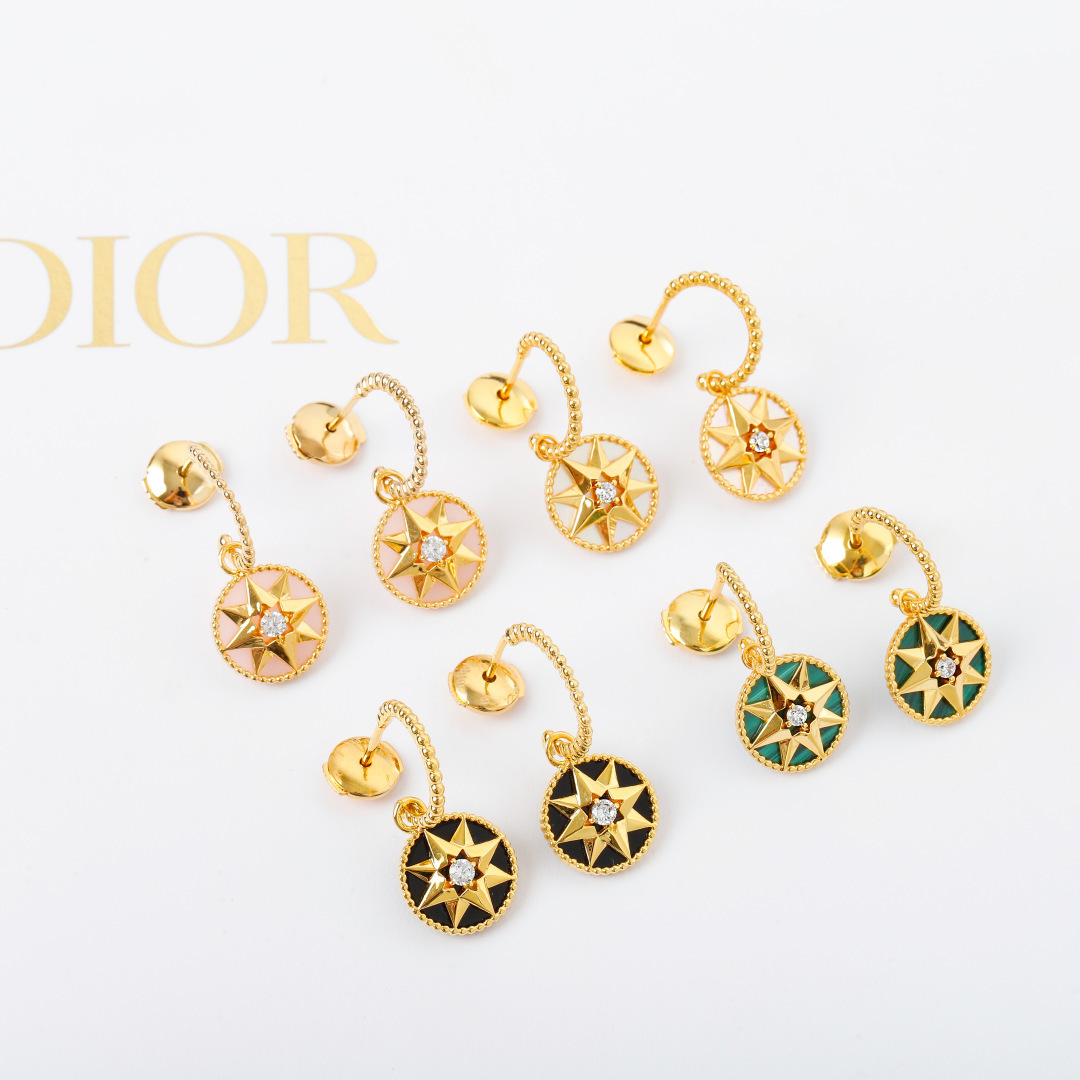 Dior Rose des Vents Collection Eight-Pointed Star Earrings. - PONI