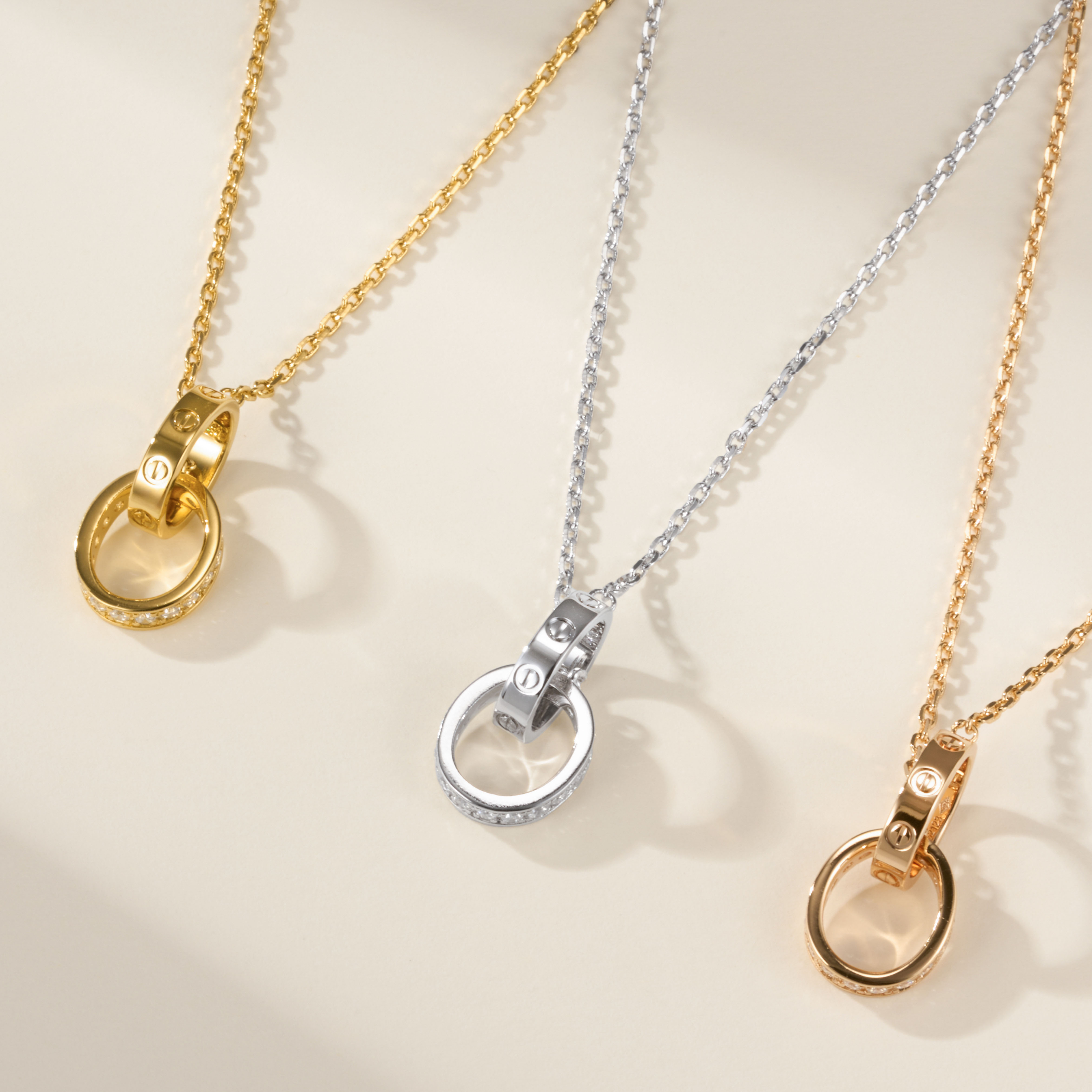 Cartier Love Classic Diamond Double-Interlocking Necklace - SUPER-MIRROR