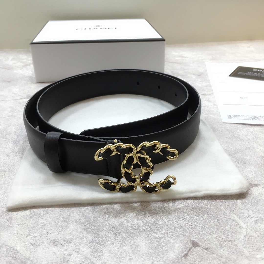 Chanel Belt With Double C Buckle Black with Mini Gold mix Black Hardware Women Belt - Image 4