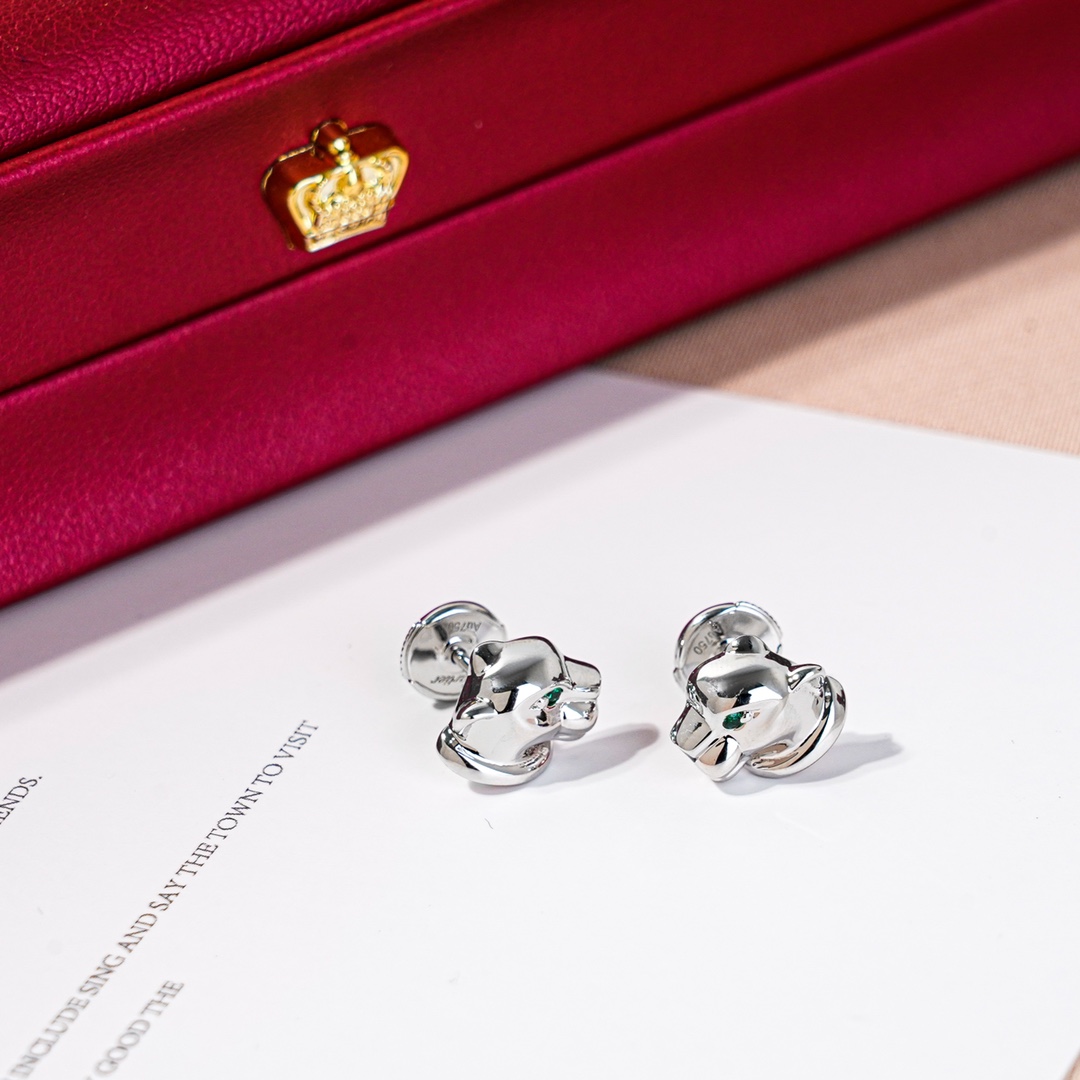 Cartier Panthère de Cartier Collection Panther Diamondless Stud Earrings.