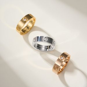 Cartier Love Wide Three-Diamond Couple Ring - SUPER-MIRROR