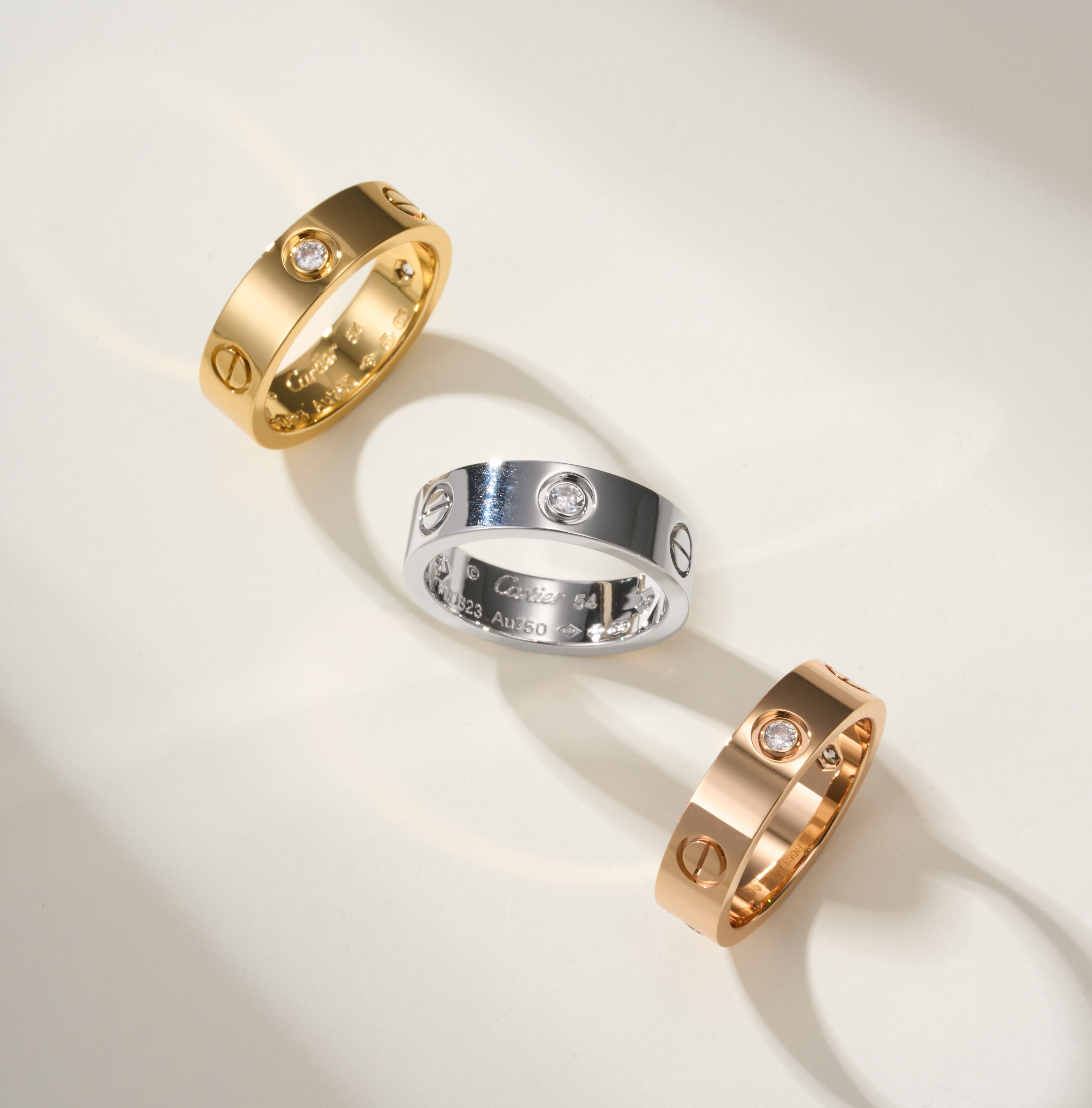 Cartier Love Wide Three-Diamond Couple Ring - SUPER-MIRROR