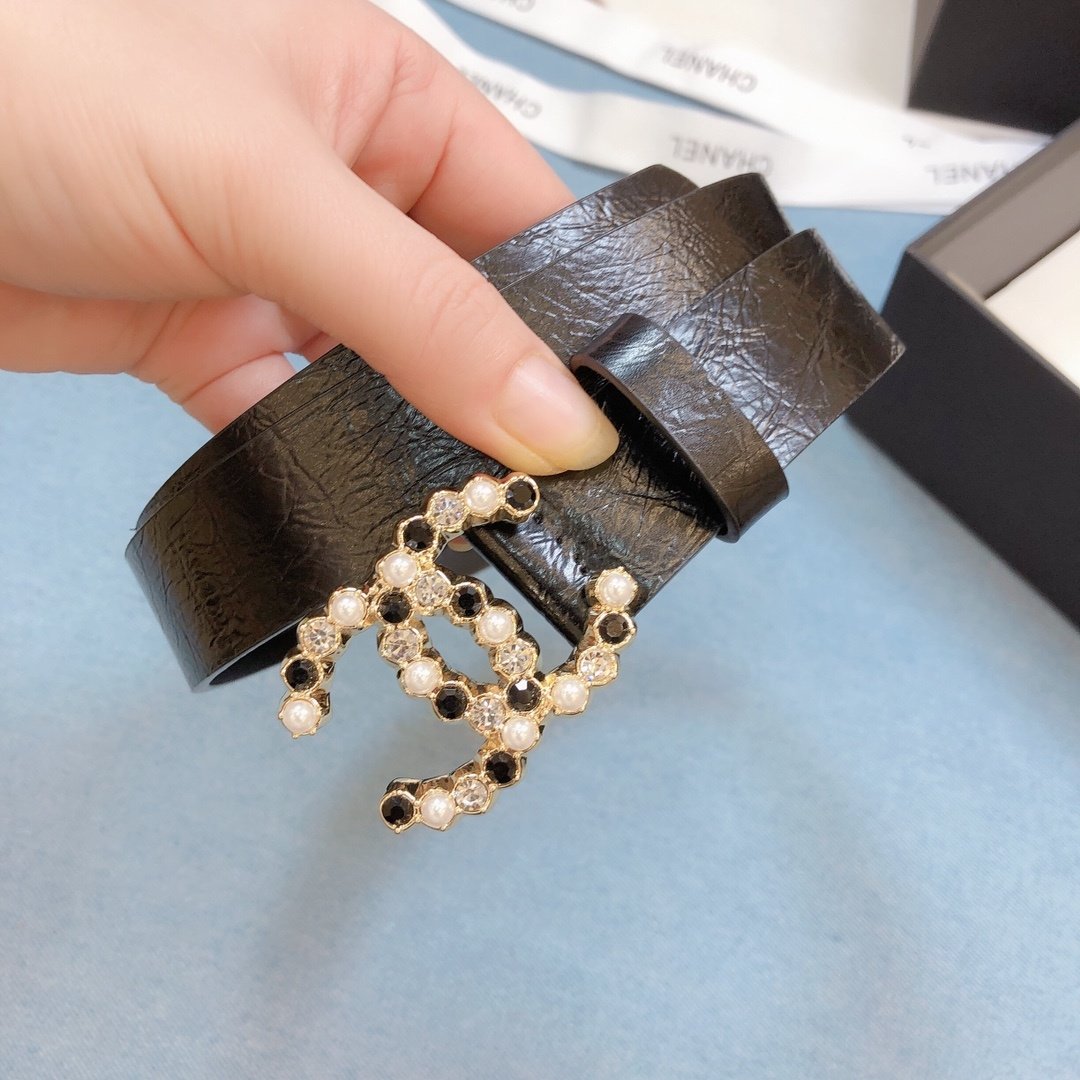 Chanel Belt With Beaded Buckle Brown Gold-Toned Metal and Strass Women Belt - Image 4