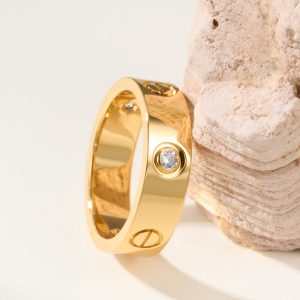 Alternative view of Cartier Love Wide Three-Diamond Couple Ring - SUPER-MIRROR