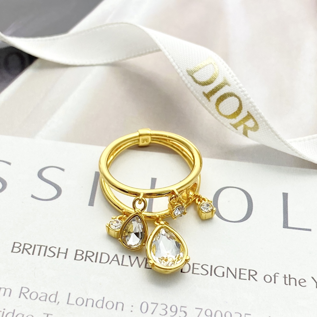 Dior Jewelry Rings CD water drop diamond hollow double ring - PONI - Image 5
