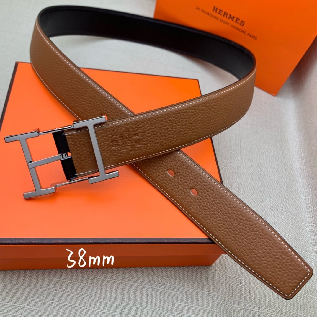 Hermes H Belt Buckle Reversible Brown For Women, Women Belt #3 - Image 6