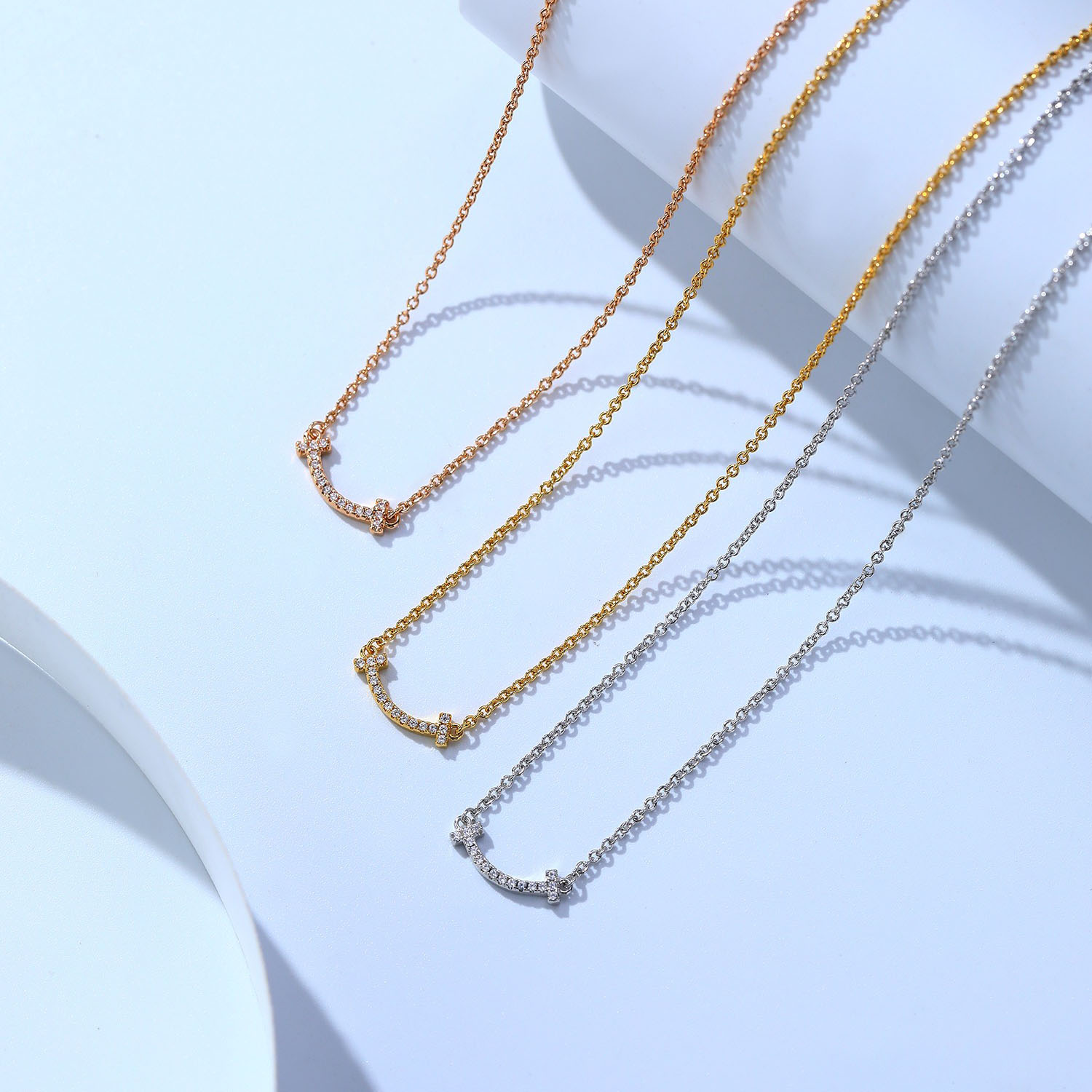 Tiffany T Smile Collection Smile Diamond Necklace (Mini Version). - SUPER-MIRROR
