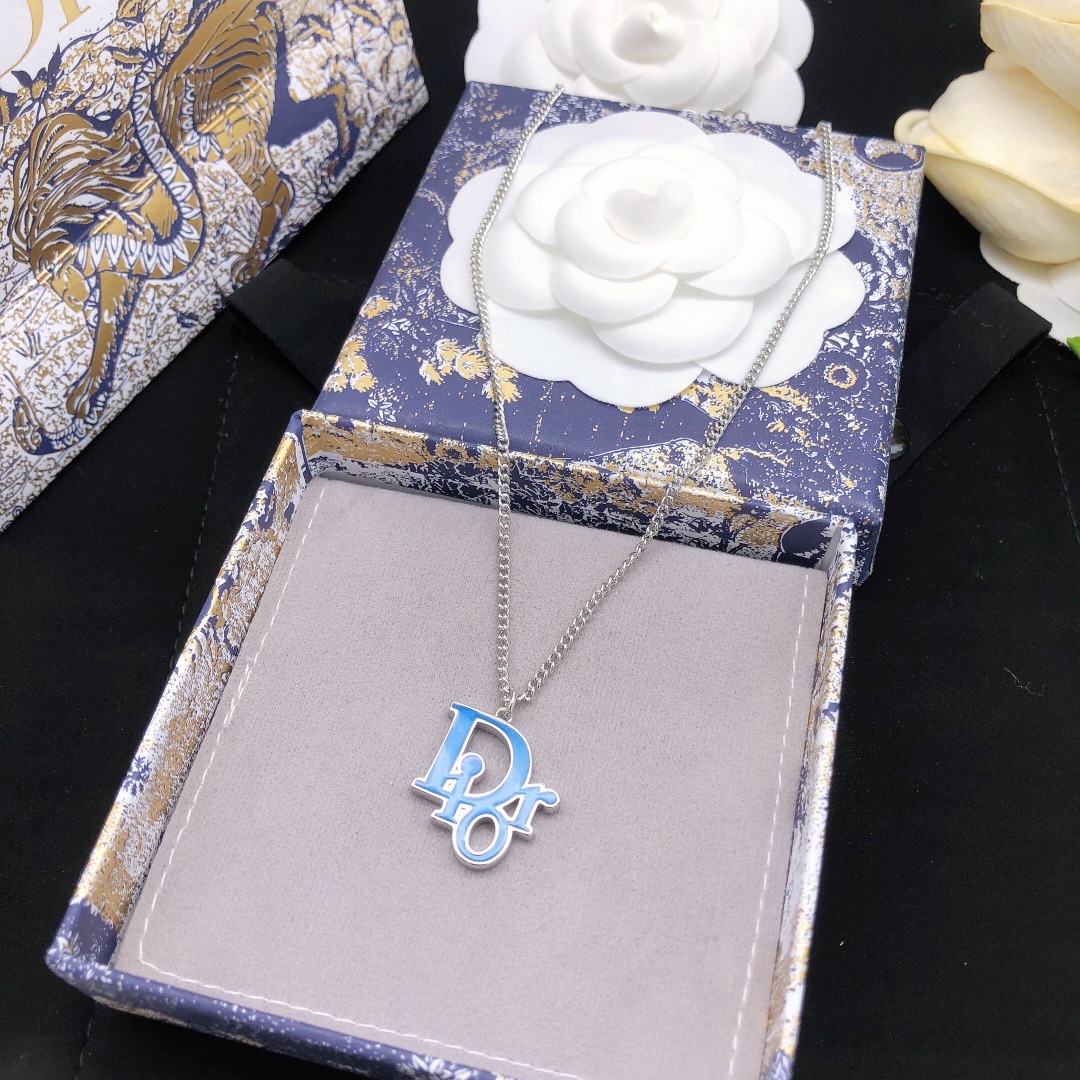 Dior Jewelry Necklace DIOR letter blue drops of oil - PONI - Image 4