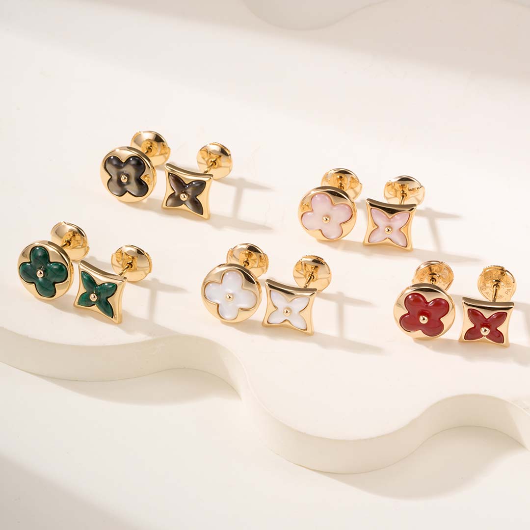 Louis Vuitton Monogram Classic Mother-of-Pearl Asymmetric Earrings - SUPER-MIRROR
