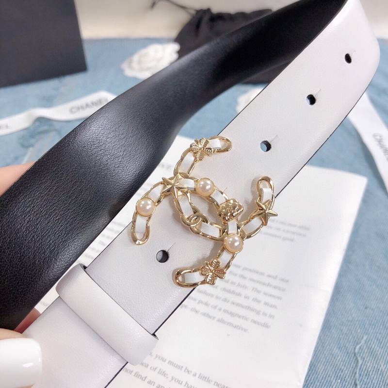 Chanel Belt With Double C Buckle White Gold Toned Hardware Women Belt - Image 2