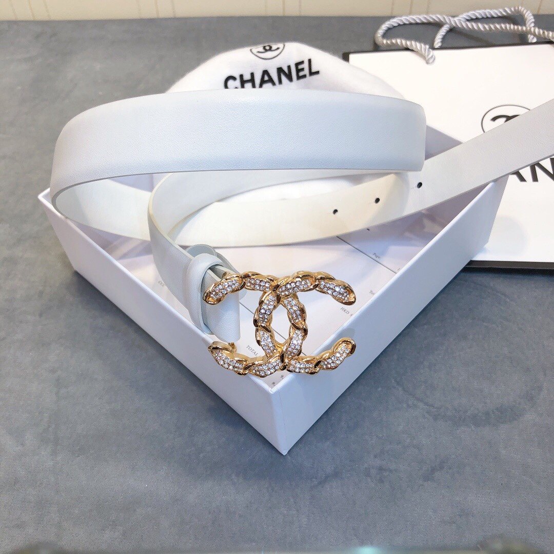 Chanel Belt With Double C Buckle White Women Belt #2 - Image 3