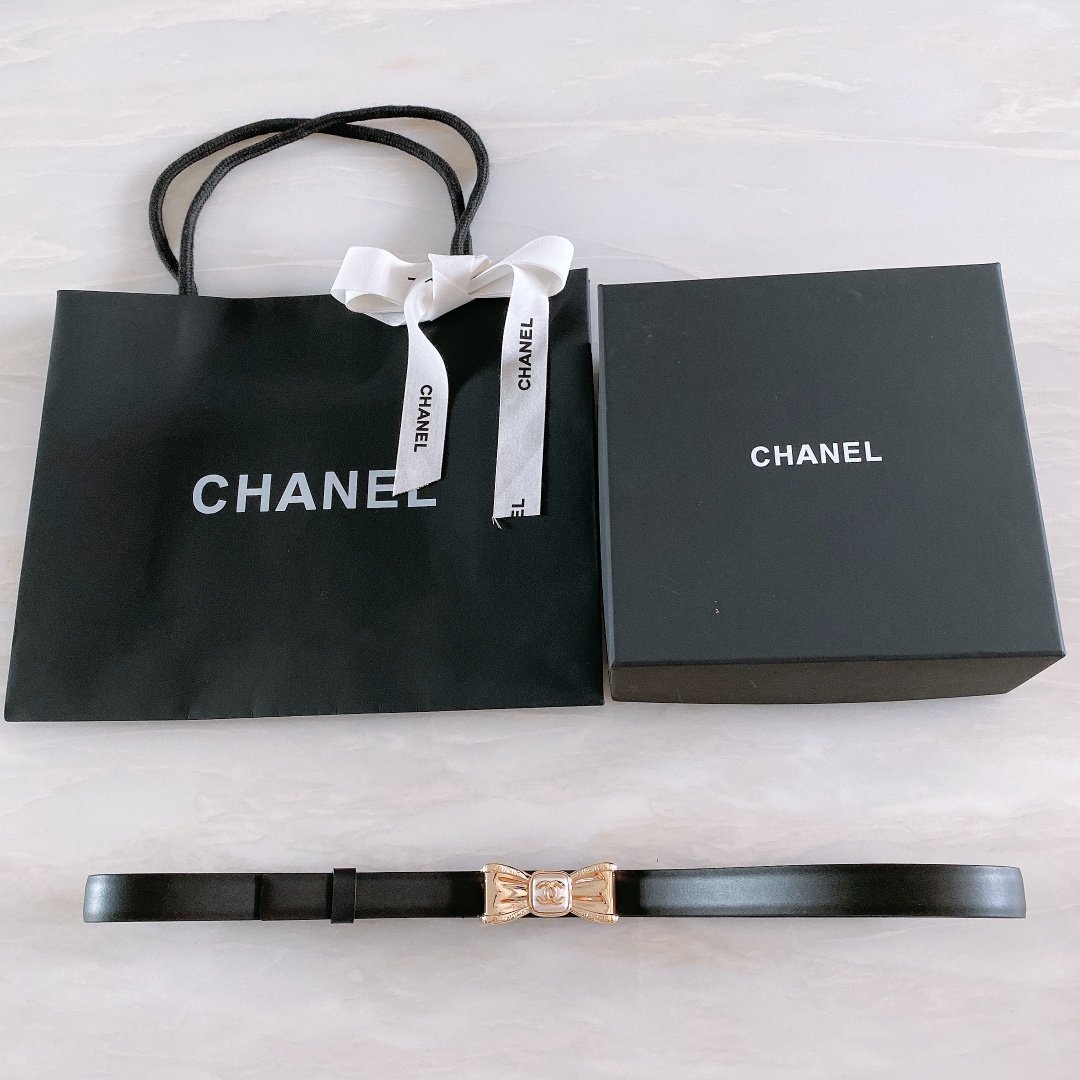 Chanel Belt With Ribbon Buckle Black Women Belt #2 - Image 2