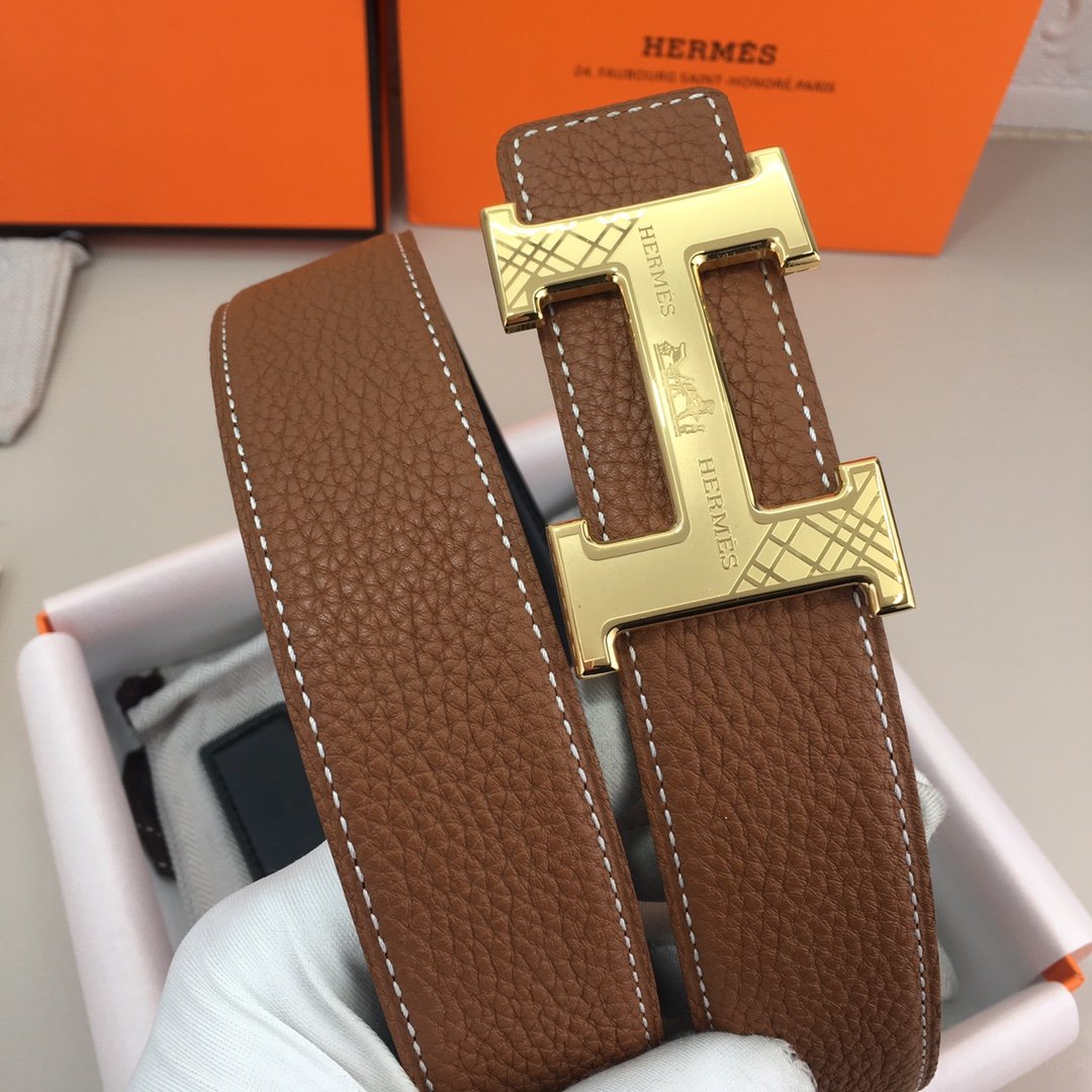 Hermes H Belt Buckle Reversible Brown For Women, Women Belt #12 - Image 4