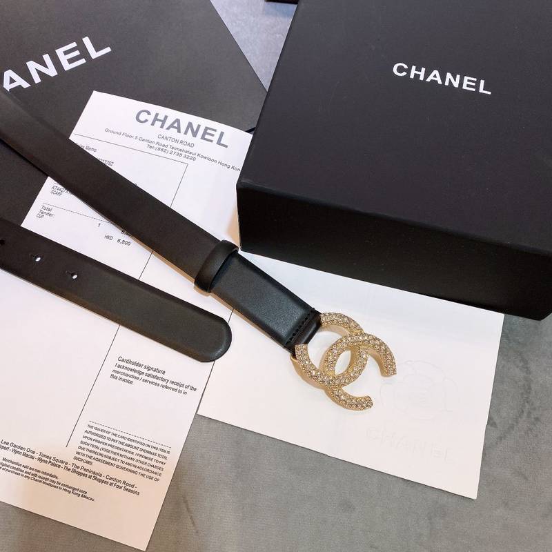 Chanel Belt With Beaded Buckle Black Gold-Toned Metal and Strass Women Belt - Image 6