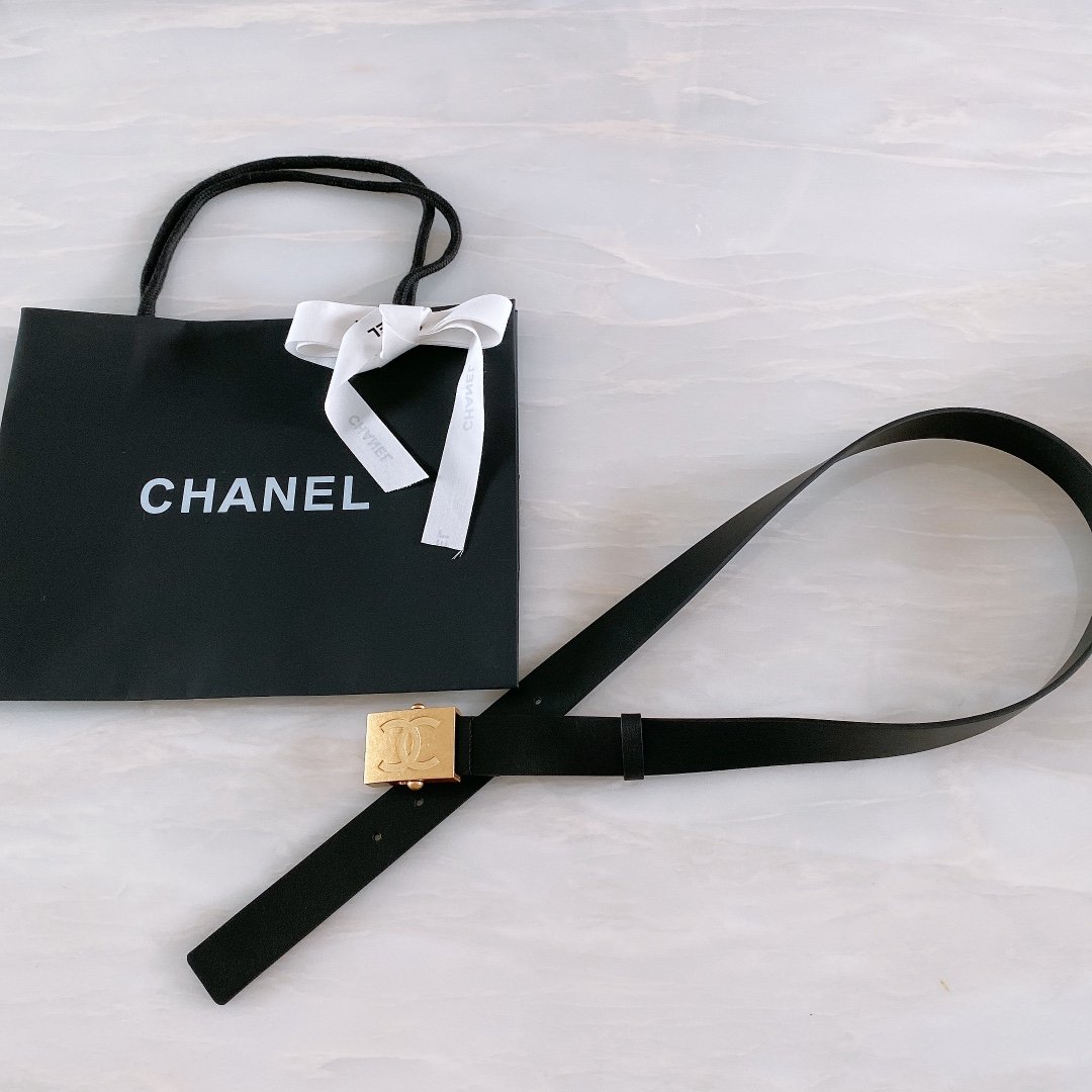 Chanel Belt With Ribbon Buckle Black Women Belt #1