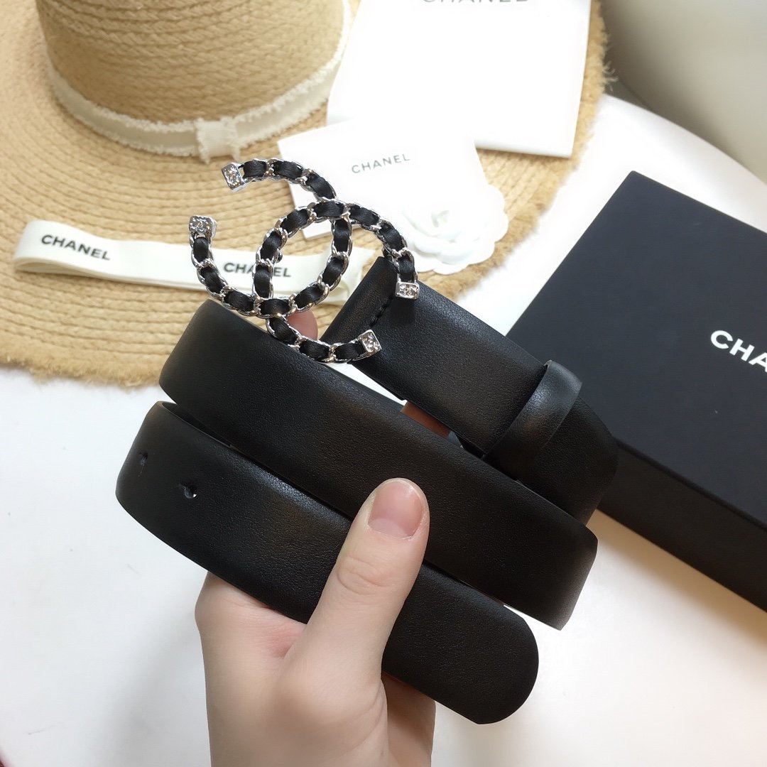 Chanel Belt With Double C Buckle Black with Silver mix Black Hardware Women Belt - Image 3