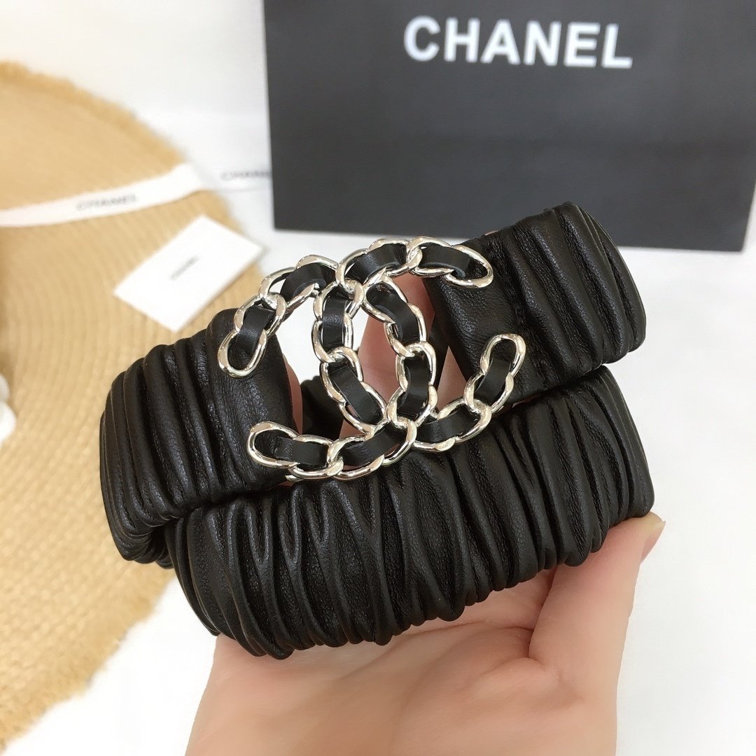 Chanel Belt With Double C Buckle Black Silver-Tone Metal and Strass Women Belt - Image 3