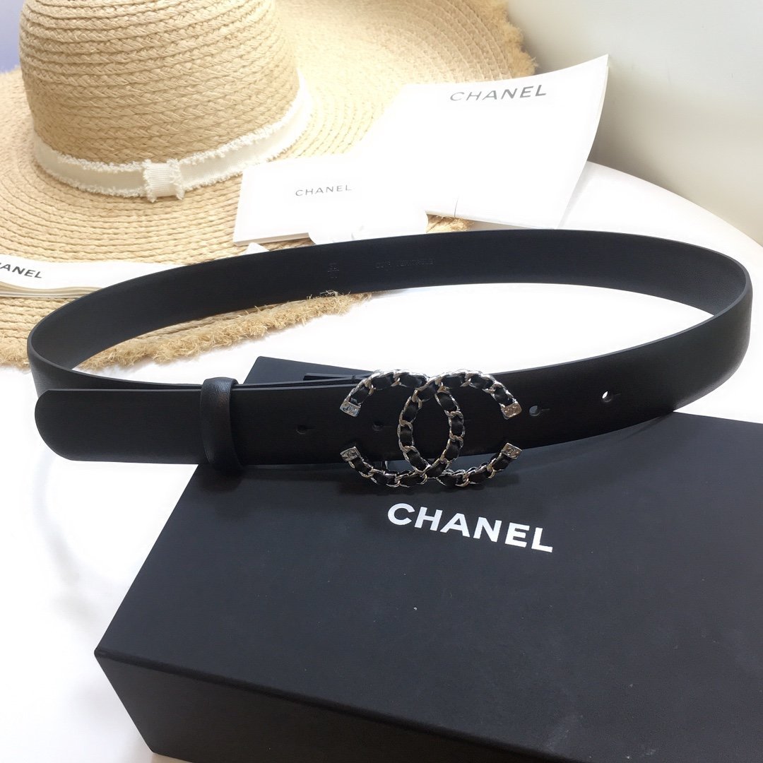 Chanel Belt With Double C Buckle Black with Silver mix Black Hardware Women Belt - Image 6