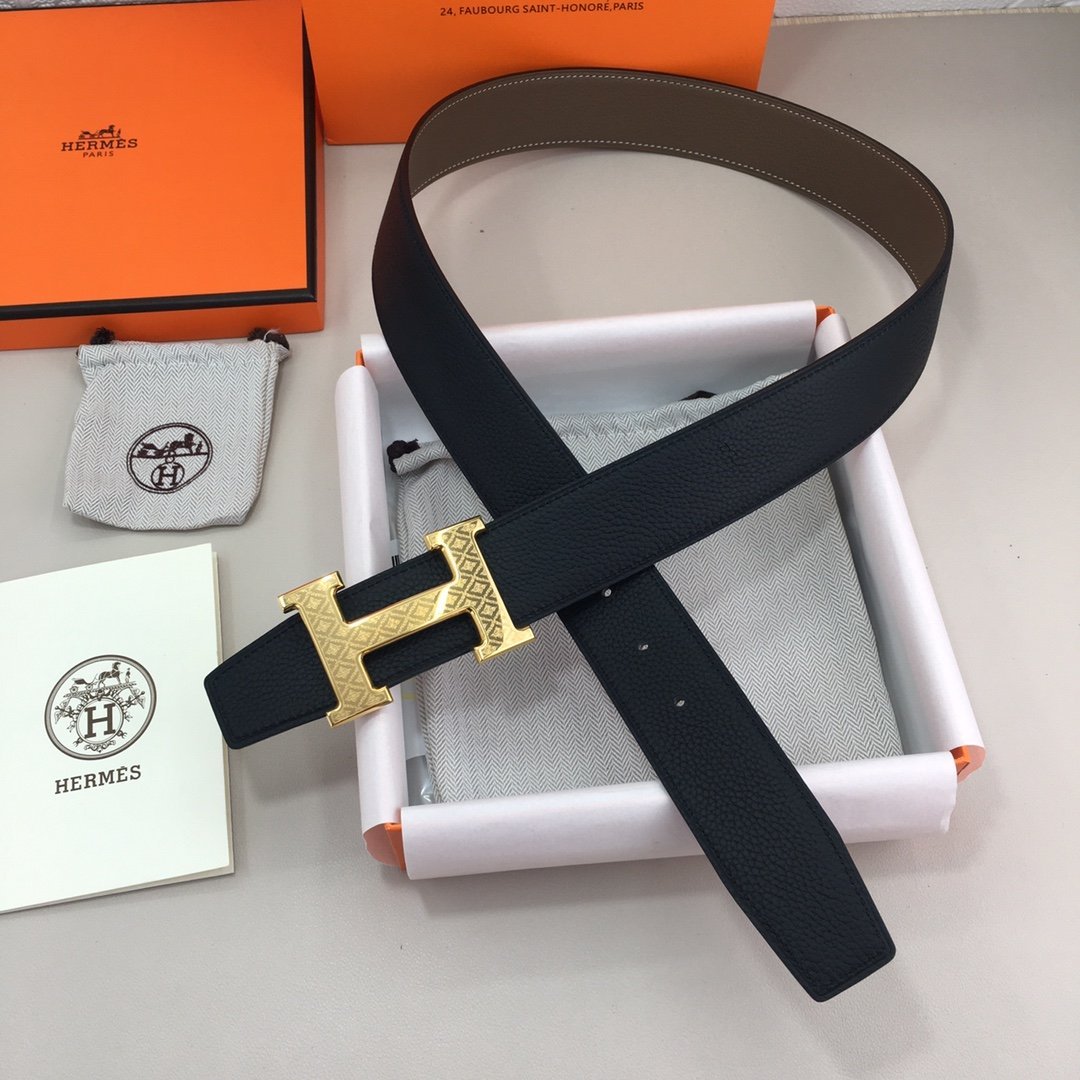 Hermes H Belt Buckle Reversible Black For Women, Women Belt #16