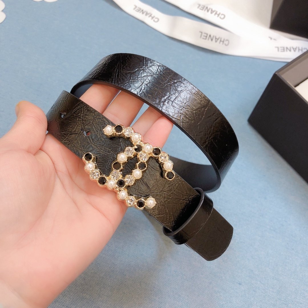 Chanel Belt With Beaded Buckle Brown Gold-Toned Metal and Strass Women Belt - Image 7